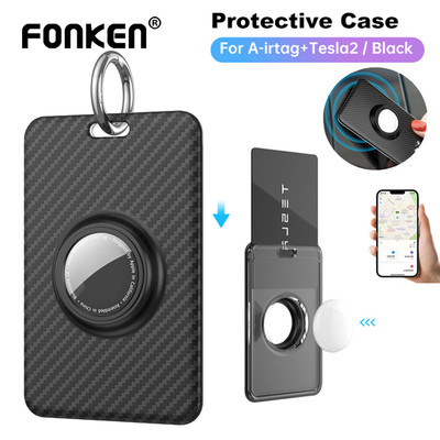 Fonken Bảo Vệ Cho Aple AirTag Có Móc Khóa Chống Mất Vỏ Bảo Vệ PC Cho Thẻ Chìa Khóa Tesla