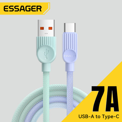Essager 7A 100W USB-A sang Type-C Cáp dữ liệu sạc siêu nhanh Cáp bện màu kép cho Infinix Huawei