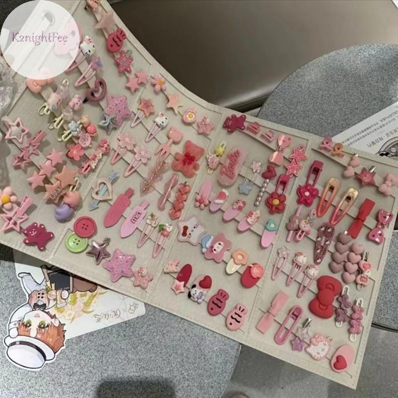 K2nightFee 30 / 50 Cái Phụ Kiện Hello Kitty Kẹp Tóc BB Kẹp Hello Kitty Sanrio Màu Hồng Kẹp Tóc Ngẫu 