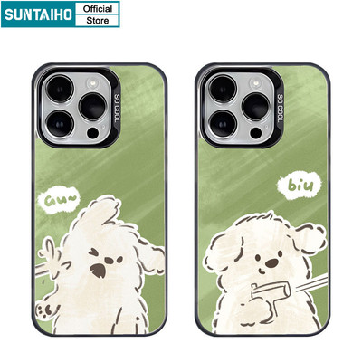 Suntaiho Hoạt Hình Vui Nhộn Chó Cặp Đôi Họa Tiết Ốp lưng Iphone 16 15 14 13 12 11 Pro Max TPU Silicon Mềm Cao Cấp Chống Sốc Ốp Lưng
