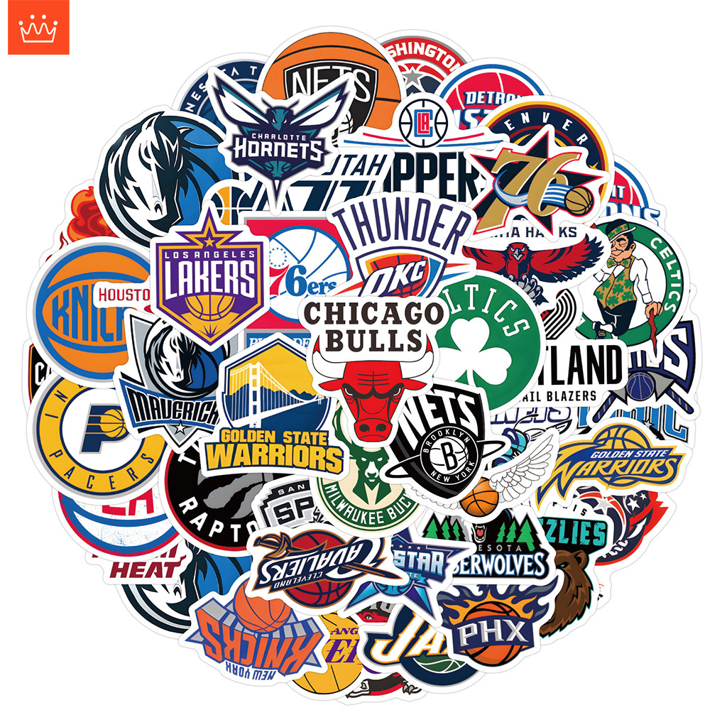 J· Hình Dán Chống Nước NBA team logo Thể Thao Mũ Bảo Hiểm Máy Tính Xách Tay Hành Lý Dán Thiết Lập, 6