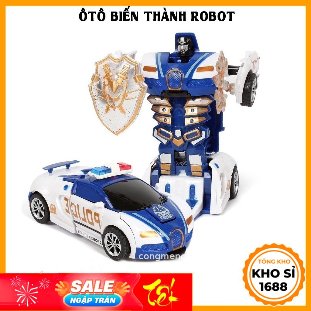 Ô tô biến hình thành robot rô bốt bé trai giá rẻ , đồ chơi trẻ em không điều khiển pin cho bé từ 2 đến 10 tuổi  E94