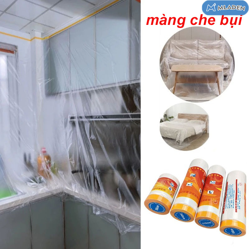 Màng bọc nilon che bụi đa năng, băng keo che sơn，Nhiều kích thước màng che bụi, che chắn sơn,ngăn bụ