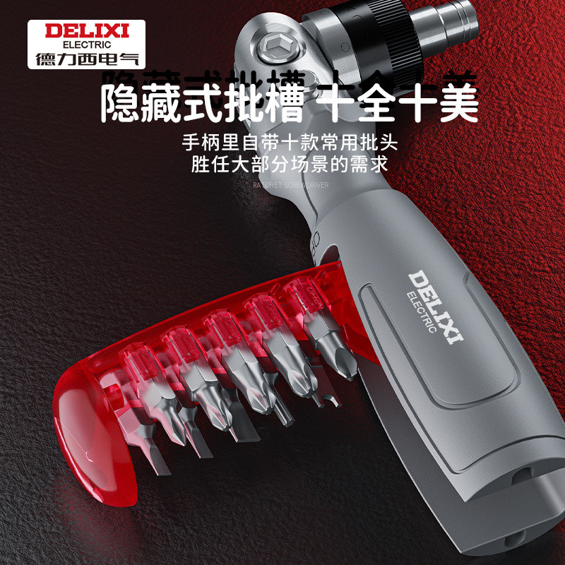 Delixi Ratchet Tua Vít Bộ Dụng Cụ Torx Tua Vít Đa Năng Hộ Gia Đình Vít Hình Đặc Biệt Phillips Flat-B