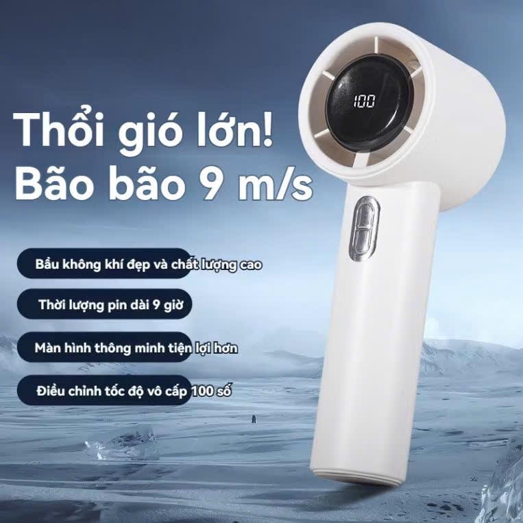 Quạt cầm tay 100 tốc độ gió siêu mạnh, siêu mát kèm dây sạc quạt cầm tay mini dung lượng pin lớn A05