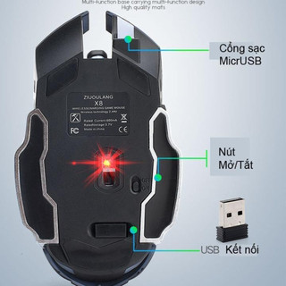 Chuột không dây máy tính cao cấp Wireless 2.4GHz dùng pin sạc cho Laptop, máy tính, điện thoại, TV