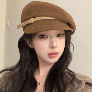 Phiên Bản Hàn Quốc Anh Retro Họa Sĩ Mũ Thu Đông Rộng Vành Mặt Nhỏ Da Lộn Beret Retro Thời Trang ins Influencer 