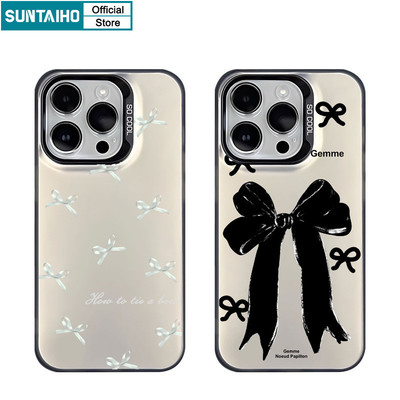 Suntaiho Chất Lượng Cao Họa Tiết Nơ Đen Ốp lưng Iphone 16 15 14 13 12 11 Pro Max TPU Silicon Mềm Cao Cấp Chống Sốc Ốp Lưng