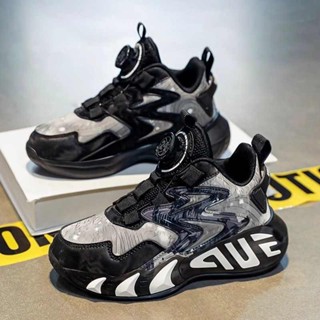 Giày thể thao trẻ em Bé trai Mùa 2024 Giảm xóc màu đen cho bé trai Dây lông cừu trẻ em Trung và già