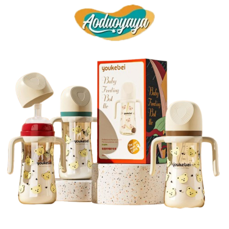 【Aoduoyaya】Bình sữa cho bé sơ sinh,300ML Bình sữa cho bé sơ sinh chống sặc,họa tiết xinh xắn Bình ch