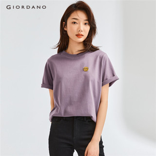 Áo thun GIORDANO 05323392 cotton tay ngắn thêu họa tiết mặt cười thời trang dành cho nữ