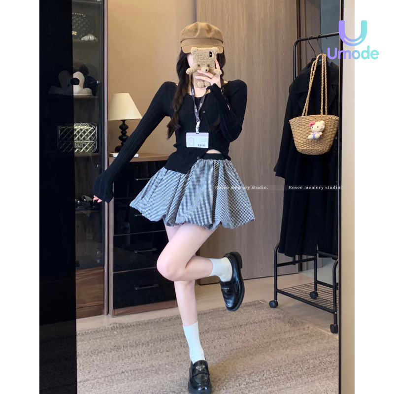Mỹ Kẻ Sọc Bud Váy Ngắn Nữ Mùa Hè 2025 Tính Khí Chống Viền Quần Pettiskirt UG109