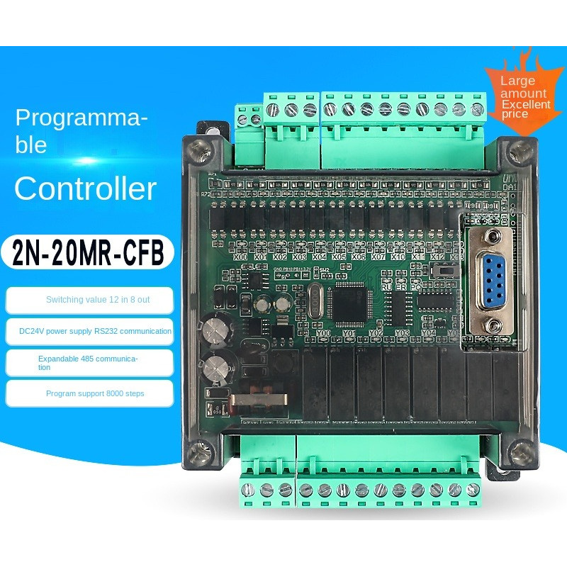 Board mạch PLC HK FX1N 2N 20MR  - 12 Input/8 Output RELAY | RS232/RS485 | GX-Works2 Mitsubishi  | Mạ