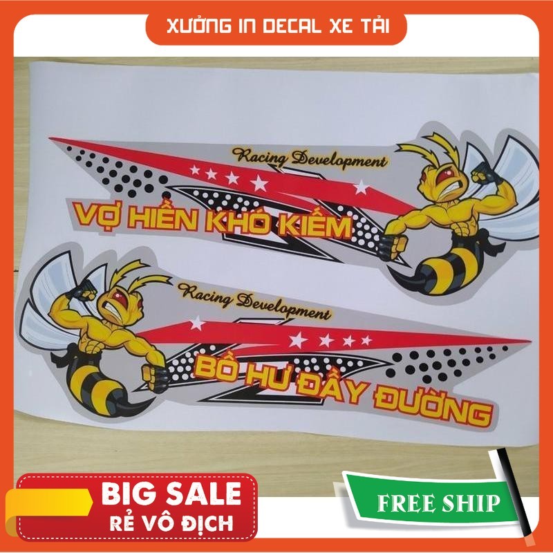 CẶP TEM CỬA ONG VÀNG SIÊU NGẦU DÁN TRANG TRÍ XE TẢI, OTO ( SL: 2 TEM)