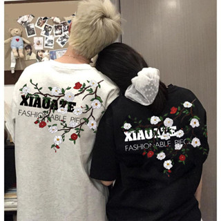 Áo thun ngắn tay in hoa mùa hè kiểu Mỹ phong cách nam nữ