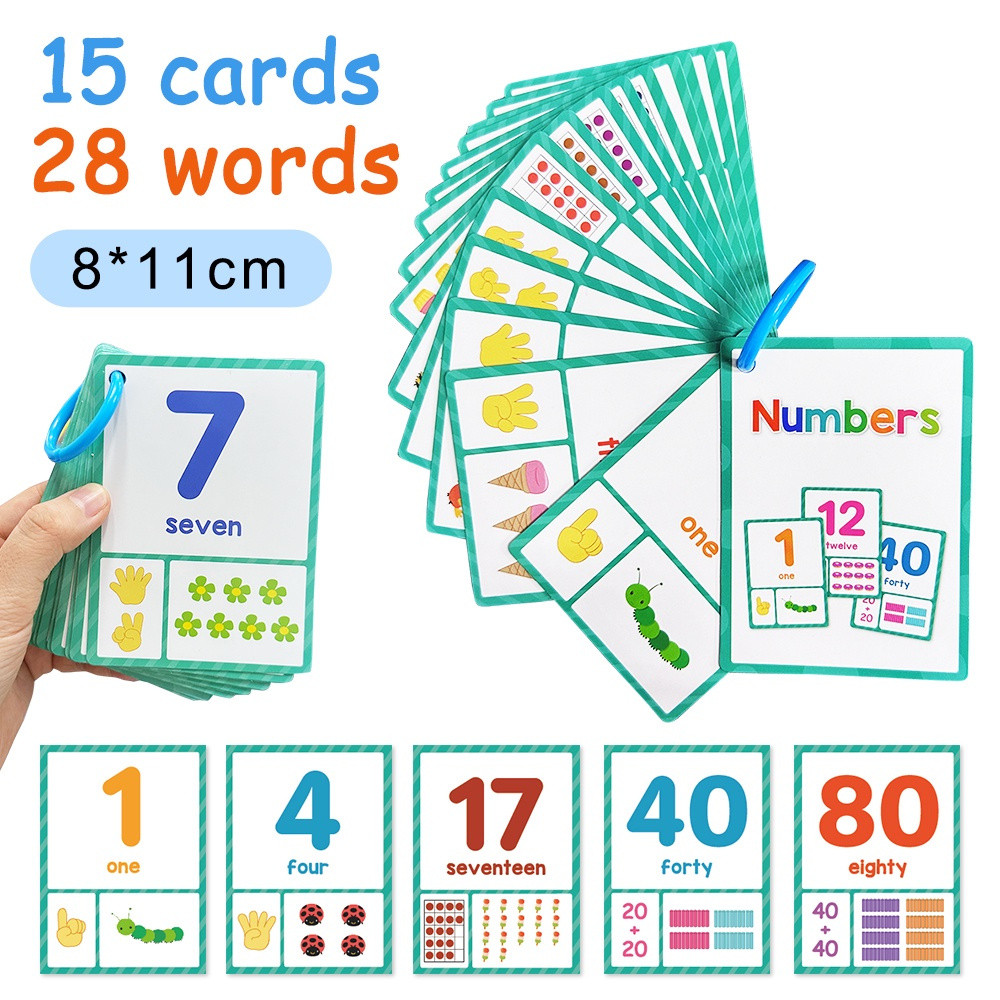15 Chiếc Tiếng Anh & Số 1-100 Flashcards Toán Cho Trẻ Em Số Học Tập Đồ Chơi Giáo Dục Hỗ Trợ Giảng Th