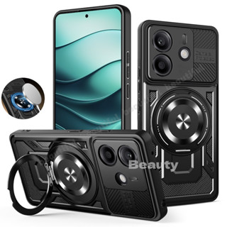 Ốp lưng cho Redmi Note 14 4G Redmi Note14 Pro Plus 14Pro + 5G 4G Chân đế từ tính Vỏ ống kính máy ảnh Giá đỡ vòng điện thoại Vỏ giáp xoay Vỏ chống sốc cho Redmi Note14 Note14Pro +