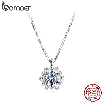 Bamoer Bạc 925 Vòng Cổ Lãng Mạn Buds Moissanite Trang Sức Quà Tặng Cho Nữ