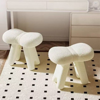 Dễ thương nơ nhỏ ghế đẩu thay giày ghế đẩu đơn giản kem trẻ em cashmere ghế sofa ghế đẩu phòng ngủ ghế thấp