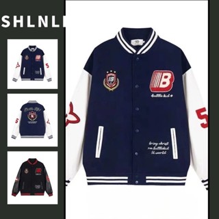 In chữ rời kiểu Mỹ cổ điển được ghép nối ​​Áo khoác đồng phục bóng chày màu tương phản cho nam Xuân Thu