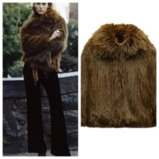  Zara Thu Đông Phong Cách Mới Nữ Châu Âu Mỹ Phong Cách Rời Ve Áo Dài Tay Nhân Tạo Lông Hiệu Ứng Áo Khoác 3833241 