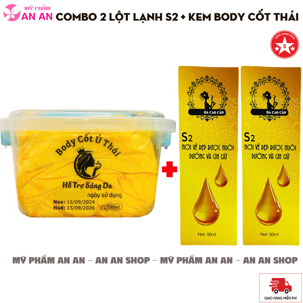 Combo 2 Chai Lột Lạnh Collagen S2 + Kem Body Cốt Thái Xô 500gr , Hỗ trợ sáng da và dưỡng ẩm body