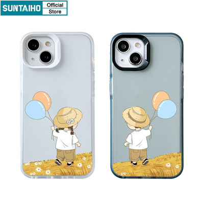 Suntaiho Bong Bóng Dễ Thương Họa Tiết Cặp Đôi Trong Suốt Mờ Dành Cho Iphone 16 15 14 12 13 11 Pro Max IP 7 8 Plus Iphon X Xs XR Xs Max TPU Silicon Mềm Cao Cấp Chống Sốc Ốp điện thoại
