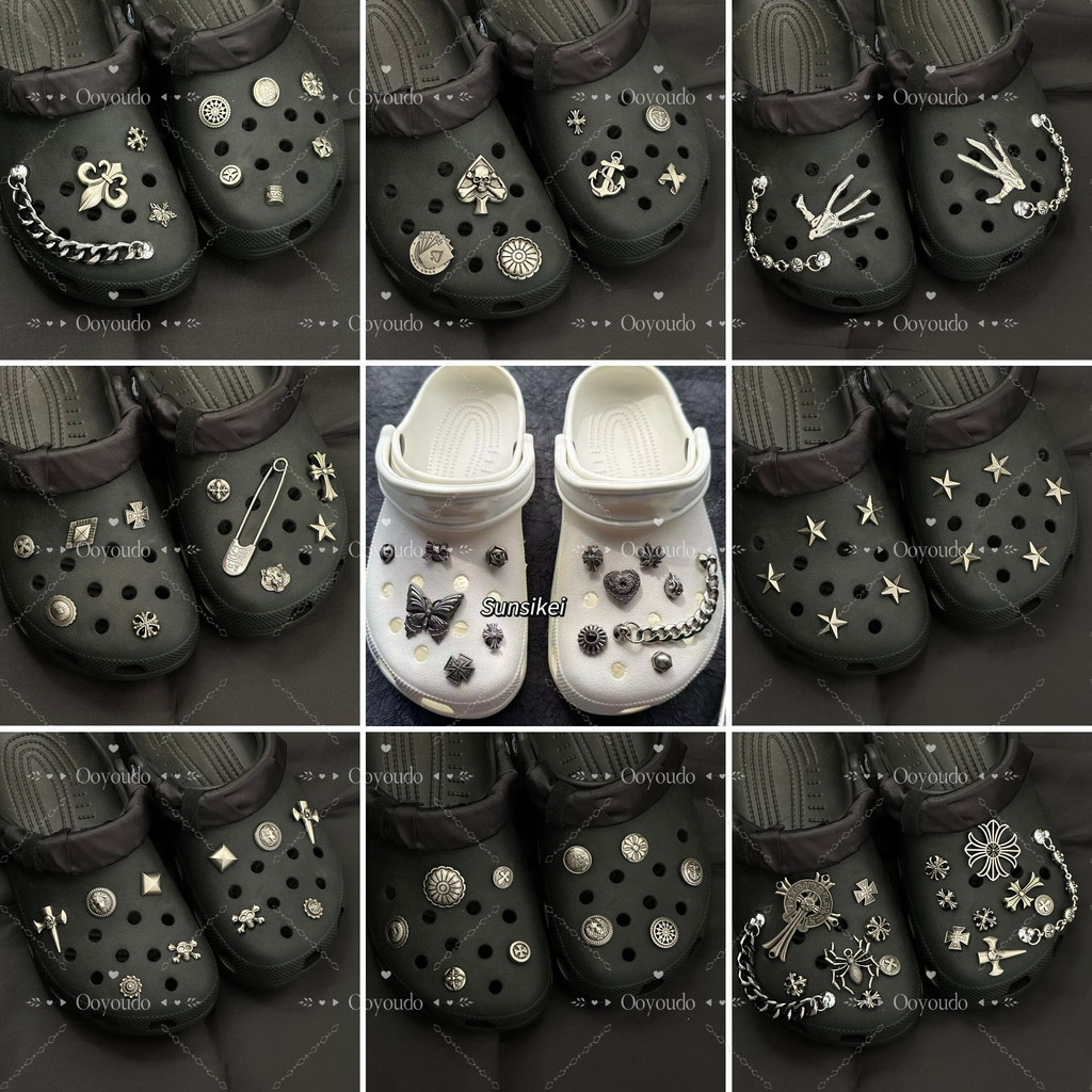 [Metalpunk Dark Retro Phong cách Baroque] Bộ phụ kiện Viral s Charm Crcs làm tắc nghẽn Viral Set Crcs Charms Pins 3d s chất lượng cao