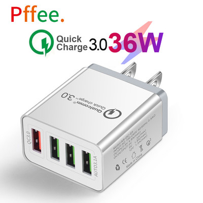 Củ sạc nhanh PFFEE 30W 4 cổng USB 3.0 cho điện thoại/ đồng hồ đeo tay