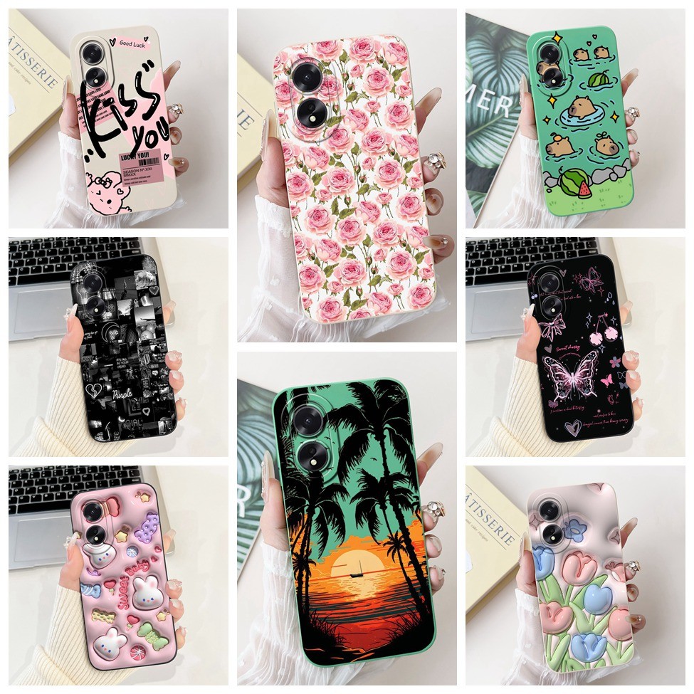 Ốp lưng Oppo A18 A38 Thẩm Mỹ Mèo Dễ Thương Thời Trang Ngộ nghĩnh Silicon Ốp lưng A18 Oppo A38 Ốp Lưn