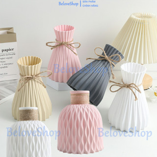 Bình hoa, Lọ nhựa cắm hoa giả gốm phong cách bắc âu trang trí decor nhà cửa