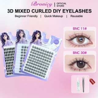  Bronicy Lông Mi Giả 10 Hàng 3D Dày Tự Nhiên Mi idol Tách Sợi Có Thể Tái Sử Dụng 10-12mm 