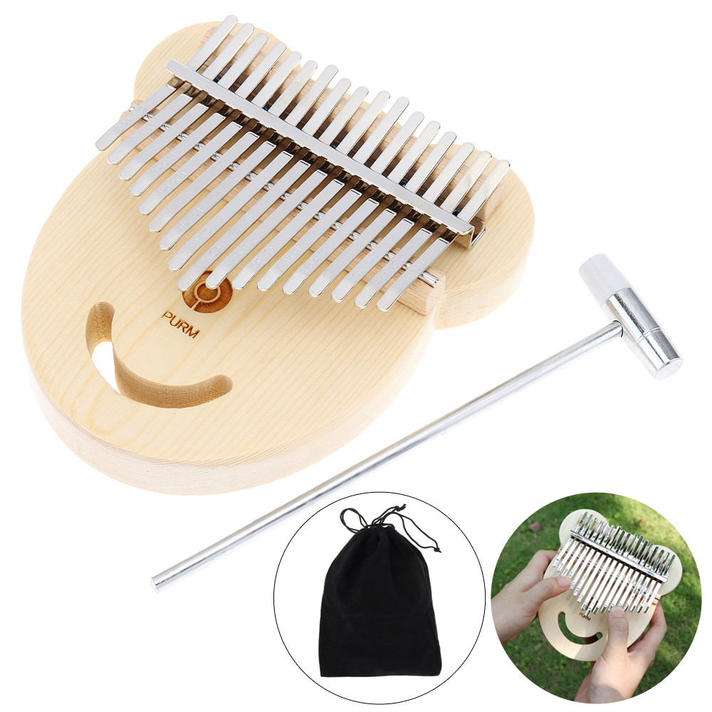 17key Spruce Bear Shape Thumb Piano Kalimba Mbira với Búa điều chỉnh