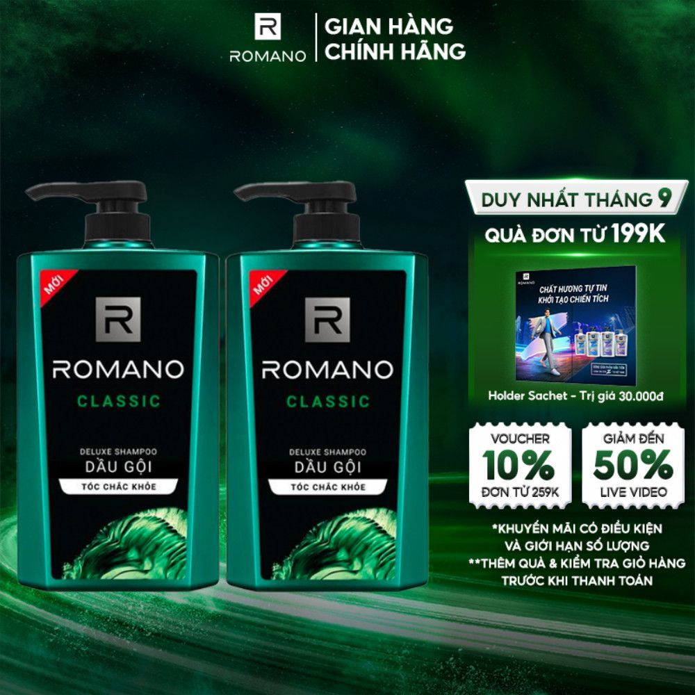 Combo 2 Dầu gội nam Romano 650g/chai