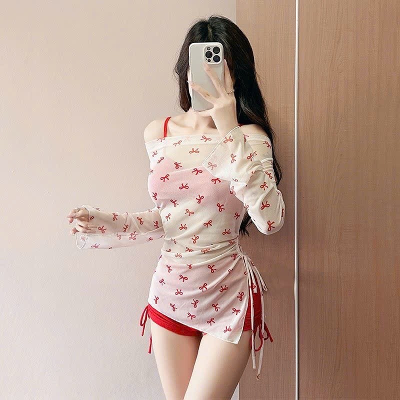 Set bộ đồ bơi bikini 3 chi tiết thiết kế họa tiết nơ trễ vai hottrend phong cách sexy gợi cảm HMH BKN61 | BigBuy360 - bigbuy360.vn