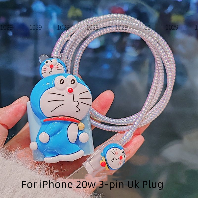 Dễ Thương Doremon Cho iPhone 15 3pin Gấp Phích Cắm UK 20w A2344 Vuông Sạc Dành Cho iPhone 15 14 13 1