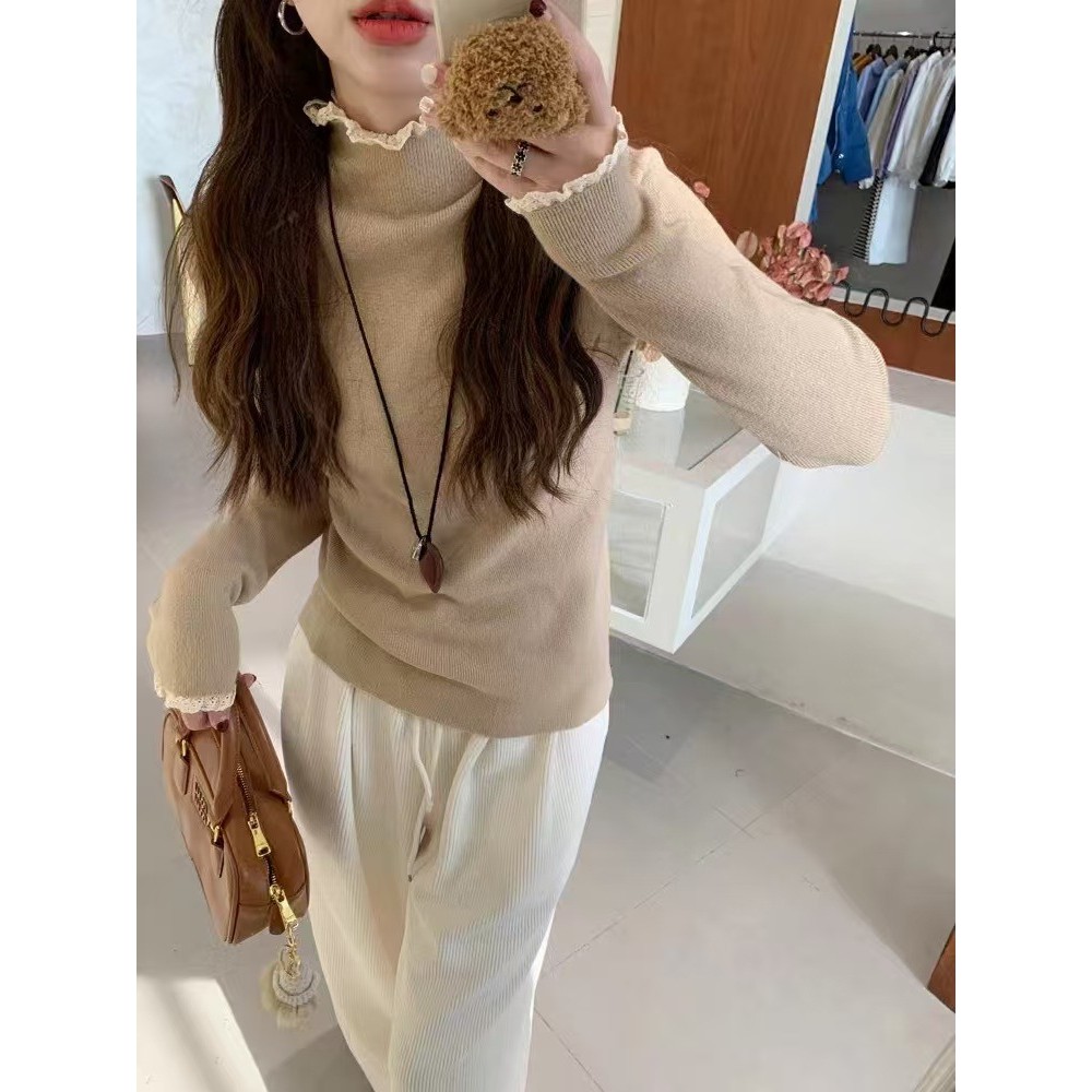 YAYUAN Áo len nữ dài tay áo lót mới màu hồng | BigBuy360 - bigbuy360.vn