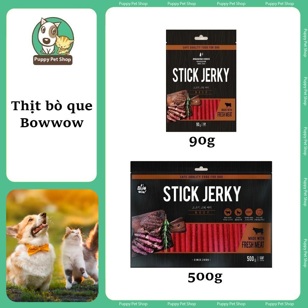 Đồ Thưởng Thịt Bò Cừu Que BOWWOW Beef Jerky