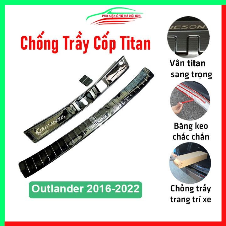 Ốp chống trầy cốp Outlander 2016-2022 vân titan