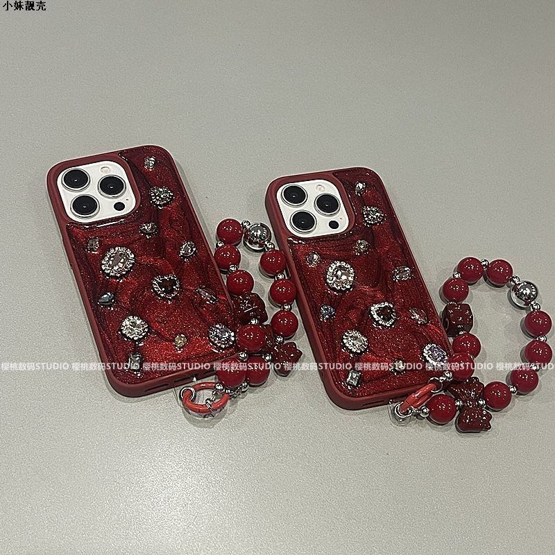 INS Style Colored Gem Chain Suitable for Iphone16 Phone Case Apple 15promax New 14pro Women's 13 Pro