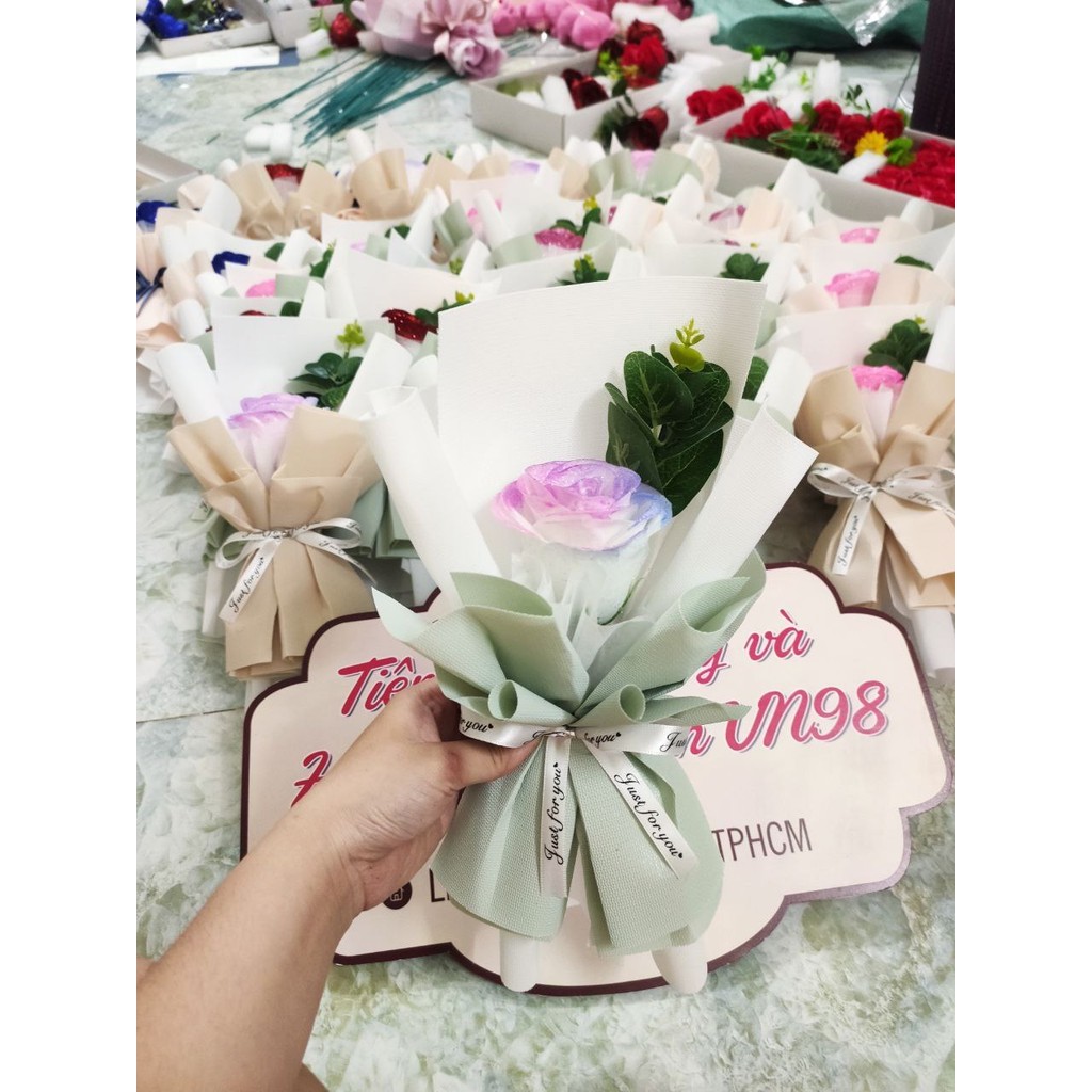 Bó Hoa Nhũ 1 Bông, Bó Hoa Kim Tuyến 1 Bông Đủ Màu - 1998 Handmade