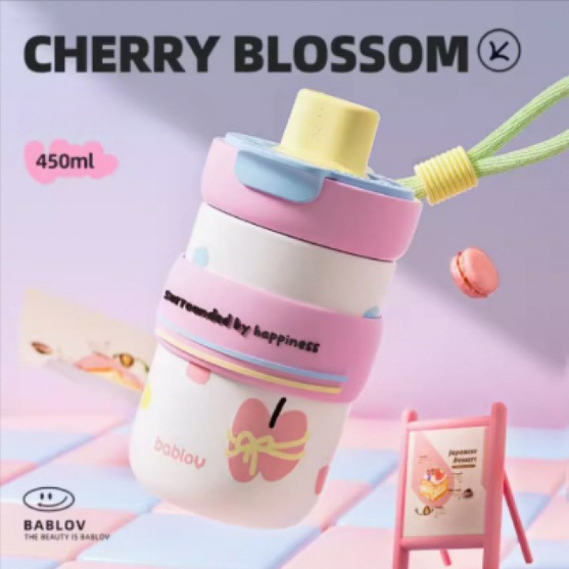 【LUCKY】Bablov Bình giữ nhiệt cốc có ống hút Hộp lọc trà thép không gỉ 316 Bình giữ nhiệt Bình giữ nh