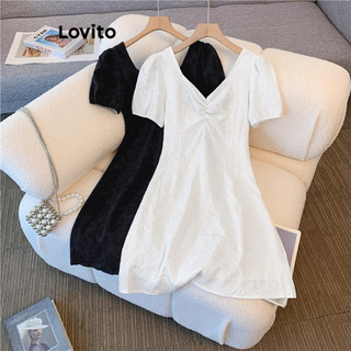 Đầm Lovito xếp ly họa tiết hoa nhí phong cách thường ngày dành cho nữ LNE58664