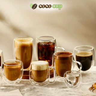 Ly Thủy Tinh Hai Lớp , Cách Nhiệt Chống Nóng, Cốc Uống Cà Phê, Matcha, Ly Decor - Coco Cup
