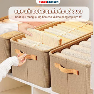  Giỏ Vải Đựng Đồ Có Thể Gấp Gọn - Hộp Vải Đựng Quần Áo Đồ Dùng Đa Năng - Túi Vải Có Quai Xách 