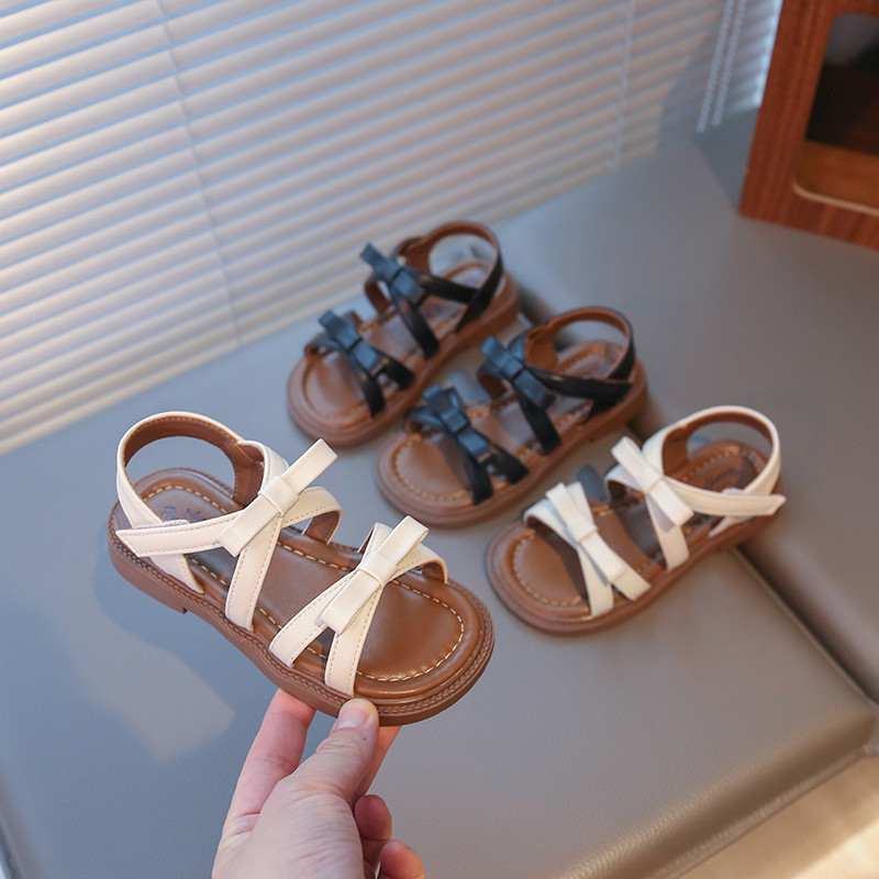 2025 Mùa Hè Mới Cho Trẻ Em Xăng đan Mũi Mở Cho Bé Gái Đế Chống Trơn Trượt Cho Bé Đi Biển Với Nơ Dễ Thương Công Chúa Dự Tiệc Đi Học
