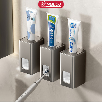 MEIDOO Giá đỡ kem đánh răng màu xám Kem đánh răng Dispenser Khoan miễn phí Wall Mount Dễ sử dụng