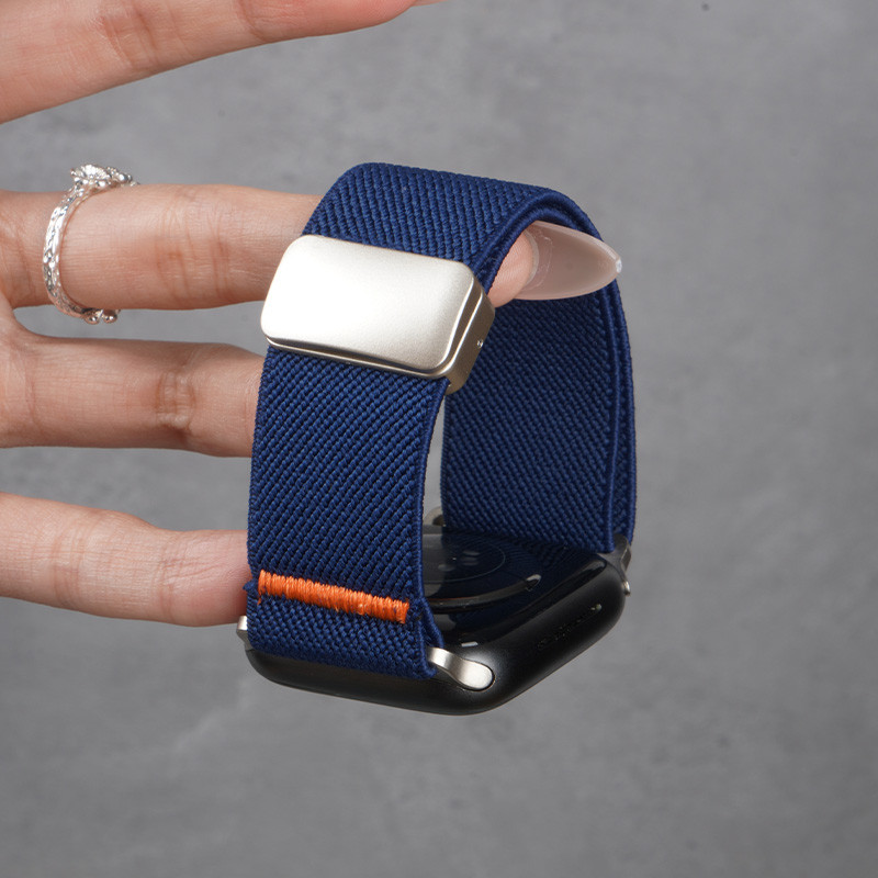 Dây đeo đồng hồ bằng nylon đàn hồi,Dây đeo đồng hồ khóa từ, cho Apple Watch Series 10 9 8 7 6 5 SE 4
