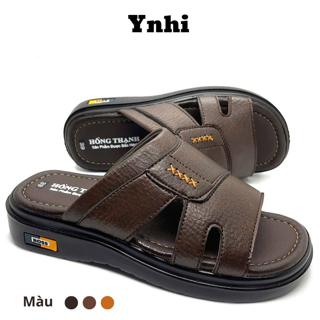 Dép Da Nam Quai Ngang Ynhi Cao Cấp ,Dép Trung Niên Đế Boss Sang Trọng Lich Sự BH6T .