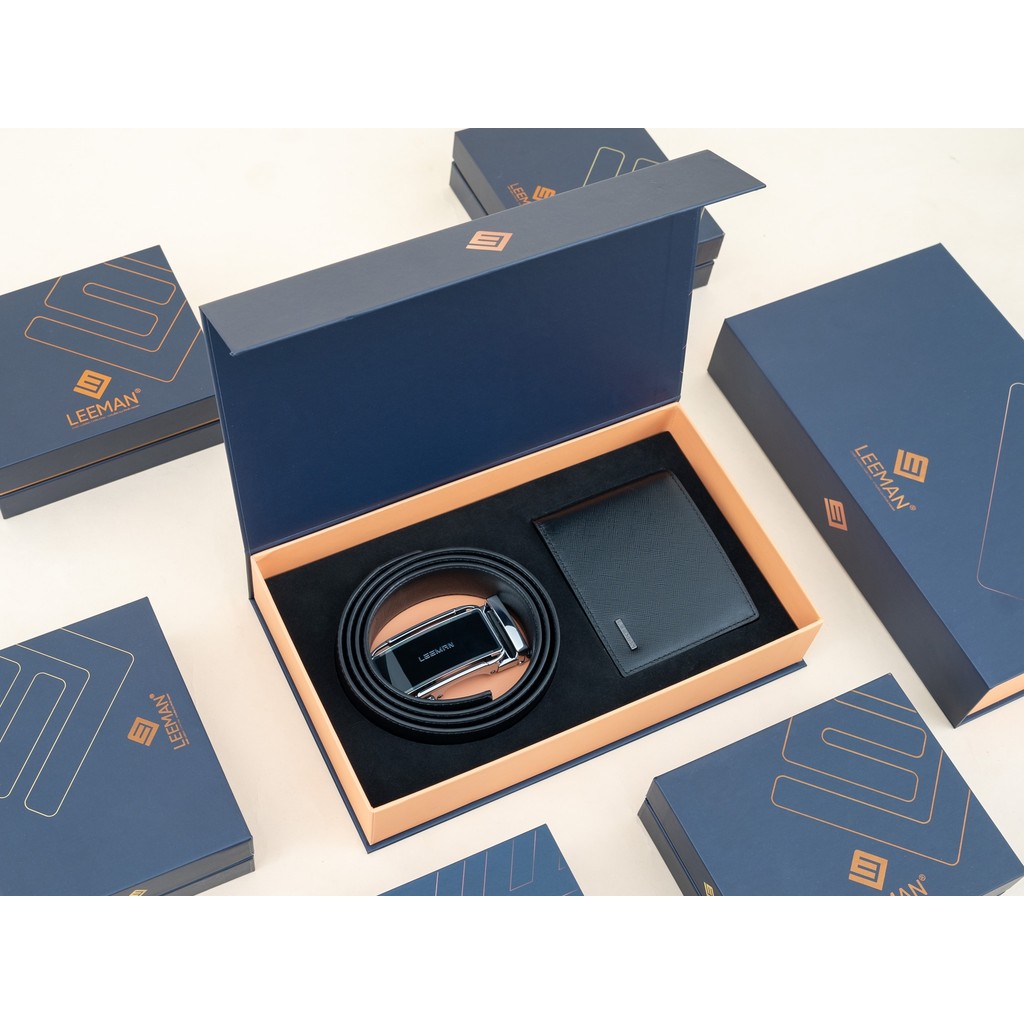 Combo Ví Da Thắt Lưng Nam Fullbox Chính Hãng LEEMAN Bellamy Làm Quà Tặng Bạn Trai, Tặng Người Thân